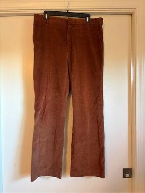 Vintage circa 60’s 70’s Men's Brown/Rust  Corduroy Dress Pants ~ Size 35x28.5
